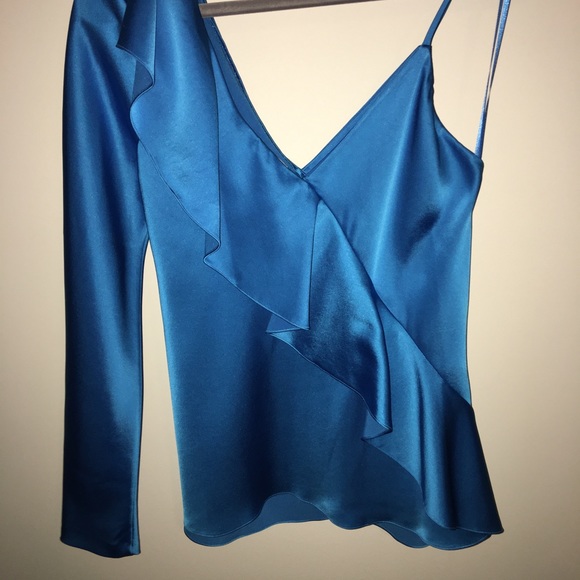 Diane Von Furstenberg Asym Slv Ruffle Front Blouse - Picture 4 of 5